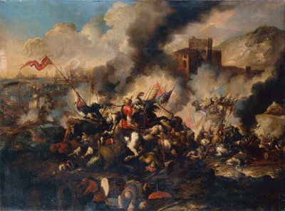 A Crusader Battle (olie på lærred) af Antonio Calza