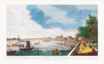 En udsigt fra Somerset Gardens til Westminster Bridge, indgraveret af John Miller, 1750 af Giovanni Antonio Canal