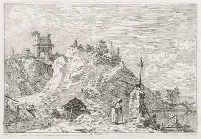 Visninger: En pilgrim ved bøn, 1735-1746. af Giovanni Antonio Canal