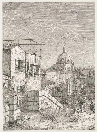 Udsigt: Huset ved registrering af Antonio Canaletto