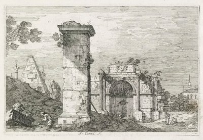 Udsigt: Den isolerede søjle af Antonio Canaletto