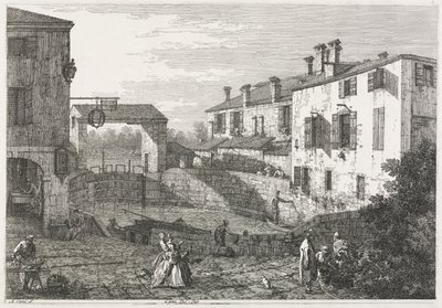 Udsigt: Kanalslusen ved Dolo af Antonio Canaletto