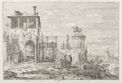 Udsigt: Ryttermonumentet, 1735-1746. af Giovanni Antonio Canal