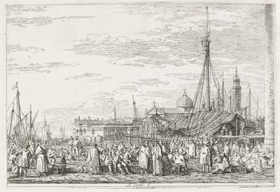 Visninger: Markedet på Molo, 1735-1746. af Giovanni Antonio Canal
