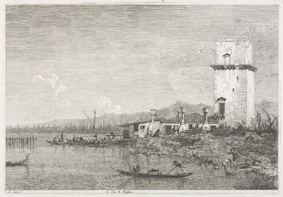 Udsigt: Tårnet i Malghera, 1735-1746. af Giovanni Antonio Canal