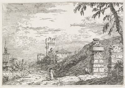 Udsigt: To ødelagte søjler af Antonio Canaletto
