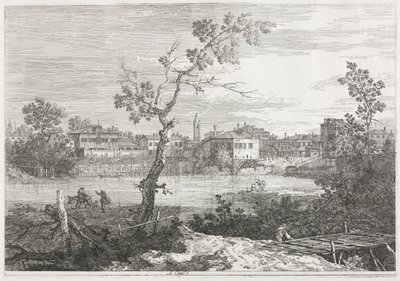 Udsigt: Udsigt over Burano, en by på en ø i den venetianske lagune af Antonio Canaletto