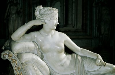 Paolina Borghese som Venus Victrix, af Antonio Canova (1757-1822), hvid marmor af Antonio Canova