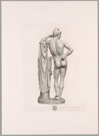 Paris læner sig op ad en træstub, set bagfra, fra Oeuvre de Canova af Antonio Canova