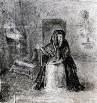 Siddende kvinde, af Antonio Canova (1757-1822), tegning af Antonio Canova