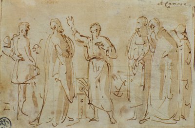 Sokrates drikker bægeret af skarntyde, ca. 1787 (pen og blæk med sepiavask på papir) af Antonio Canova