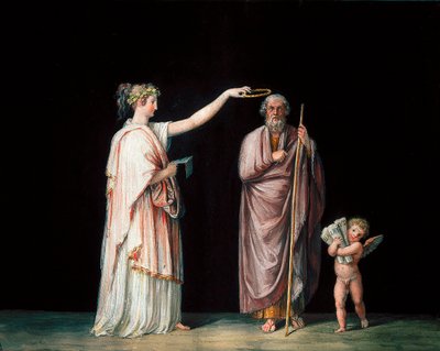 Musen Calliope og Homer. Tempera af Antonio Canova (1757-1822), omkring 1798. af Antonio Canova