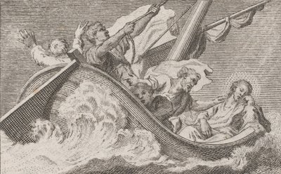 Kristus på en båd med fiskere, ca. 1760-93. af Antonio Capellan