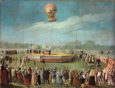 Ballonopstigning i overværelse af kong Karl IV og hans hof af Antonio Carnicero