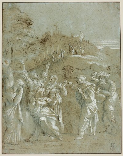 Jomfruen, de hellige kvinder og de hellige Johannes, Jakob og Josef af Arimatæa med Kristus på vej til Golgata af Antonio Carracci