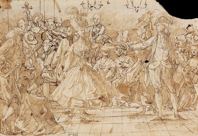 ""Minuet"" - Værk af Antonio Casanovas Torrents (1752-1796) Menuetpen, brunt indisk blæk på papir ca. 1780 National Art Museum of Catalonia, Barcelona 20,9x30 af Antonio Casanovas i Torrents