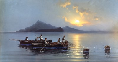 Fiskere ud for Capris kyst (olie på lærred) af Antonio Coppola
