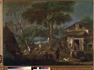 ""Landskab i Italien"" (italiensk landskab) En bondegård i det italienske landskab. Maleri af Antonio Diziani (1737-1797) Mikalojus Konstantinas Ciurlionis Fine Arts Museum, Kaunas, Litauen af Antonio Diziani