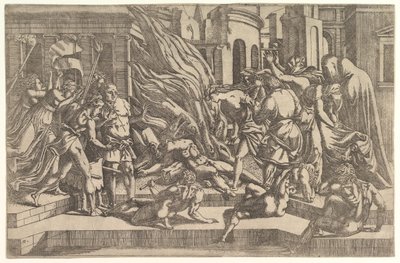 Afbrænding af et lig, ca. 1543. af Antonio Fantuzzi