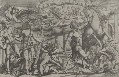 Konkurrencen mellem Neptun og Athena, 1540-45. af Antonio Fantuzzi