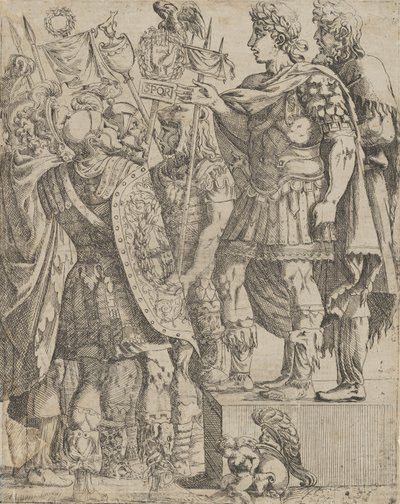 Kejser taler til sine soldater, ca. 1542-45. af Antonio Fantuzzi