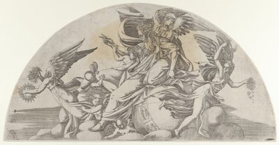 Gud siddende på verden, 1540-45. af Antonio Fantuzzi
