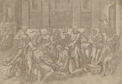 Jesus vasker disciplenes fødder, 1540-45. af Antonio Fantuzzi