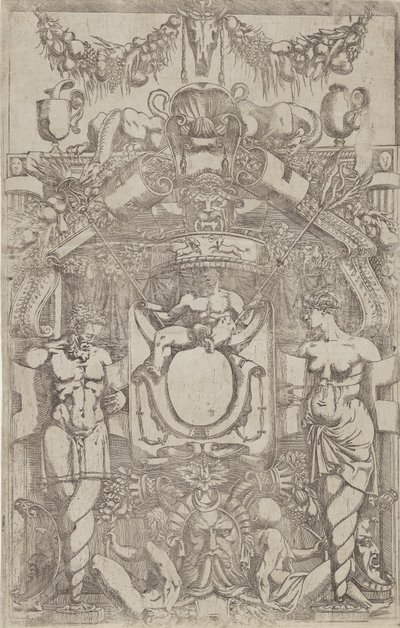 Ornament med en lille tom oval, 1540-45. af Antonio Fantuzzi