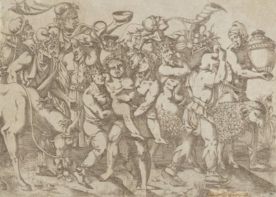 Silenus Carried, 1543. af Antonio Fantuzzi
