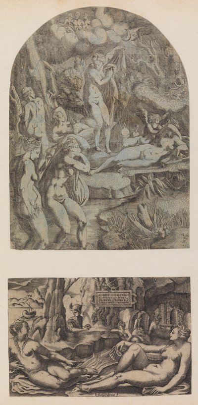 Venus og nymfer bader, 1543. af Antonio Fantuzzi