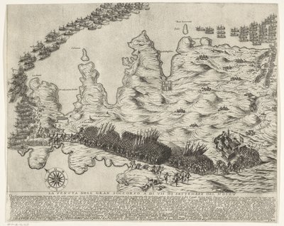 Ankomst af hjælpetropper til Malta La veduta della gran soccorso a di VII di settembre del MDLXV (titel på objekt) The Siege of Malta (serietitel) af Antonio Francesco Lucini