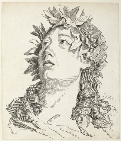 Kvindehoved med laurbærkrans Fire hoveder (serietitel) af Antonio Giuseppe Barbazza