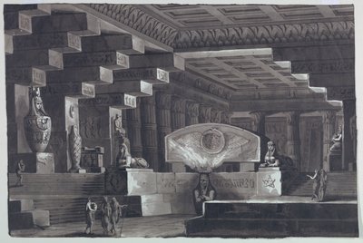Scenedesign, interiør af egyptisk tempel af Antonio Giuseppe Basoli