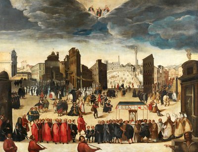 Processionen, der fejrer indvielsen af Insigne Collegiata di Santa Maria, 23. oktober 1611. af Antonio Gregori