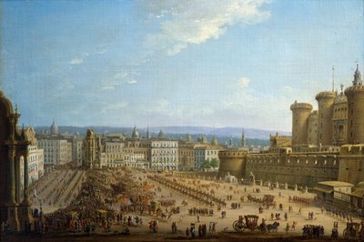 Festival Of Four Altars In Napoli, ca 1757, af Antonio Joli (1700-1777), olie på lærred, 52,1x78,7, Italien af Antonio Joli