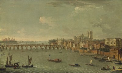Fire udsigter over London: Themsen ser mod Westminster af Antonio Joli