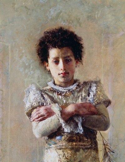 Akrobat, detalje, af Antonio Mancini (1852-1930), olie på lærred, 250,5x111,5 cm af Antonio Mancini