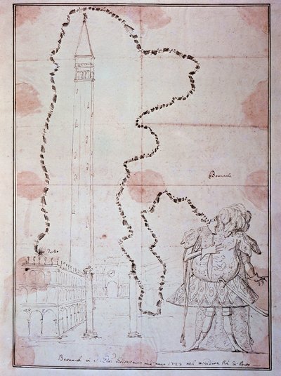 Portræt af Antonio Bernacchi, italiensk castrato (Tegnefilm af Antonio Maria Zanetti