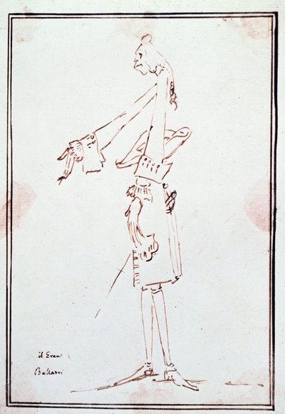 Portræt af Filippo Balatri (1676-1756) italiensk kastrat (castrato) Karikatur af Anton Maria Zanetti (1679Ð1767). 1700-tallets privatsamling af Antonio Maria Zanetti