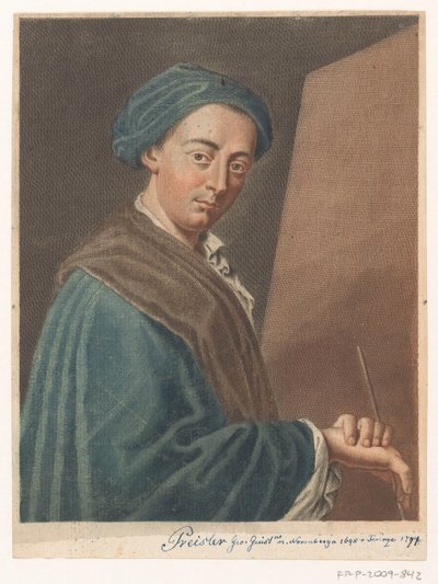 Portræt af kunstneren Johann Justin Preissler Portrætter af kunstnere (serietitel) af Antonio Pazzi