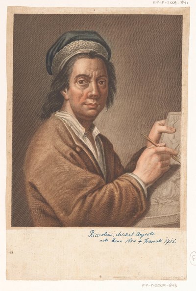 Portræt af kunstner Michelangelo Ricciolini af Antonio Pazzi