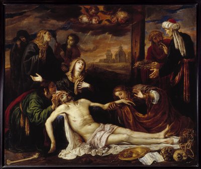 Afsætning af korset eller Pieta (olie på lærred) af Antonio Pereda y Salgado