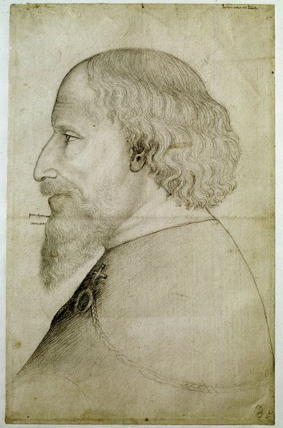 Kejser Sigismond af Luxembourg (1368-1437), set i buste, i profil til venstre. Tegning af Antonio di Puccio Pisano dit Pisanello (før 1395-1455). Sort sten. Mål: 41,1x55,9 cm. af Antonio Pisanello