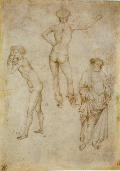 ""Figures masculines et saint Pierre"" (To mandlige figurstudier og Sankt Peter) Etude Dessin d