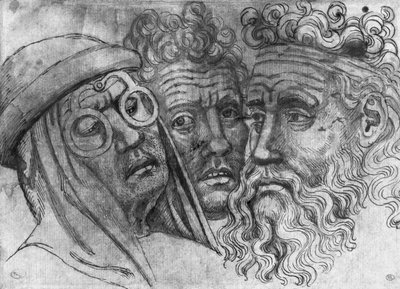 Hoveder af tre mænd, fra The Vallardi Album af Antonio Pisanello