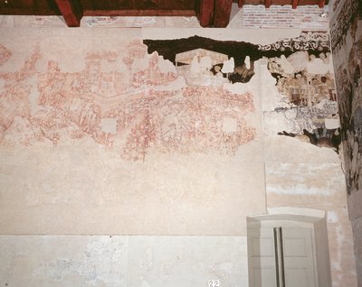 Knights of the Round Table på deres søgen efter den hellige gral (eksponeret sinopie og fresco) af Antonio Pisanello