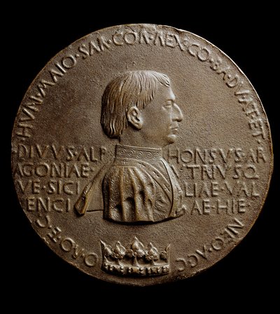 Medalje af Alfonso V af Aragon (Alfonso Magnanimus eller den Store). På italiensk Alfonso den storslåede eller Alfonso V af Aragon af Antonio Pisanello