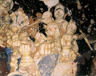 Tournament-Battle of Louvezerp, af Antonio Pisano kendt som Pisanello (før 1395-ca 1455), fresco. Detalje. Palazzo Ducale, Mantua. af Antonio Pisanello
