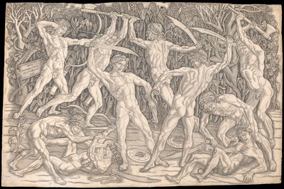 Battle of the Nudes af Antonio del Pollaiolo, ca. 1470-90 (s/h gravering) af Antonio Pollaiuolo