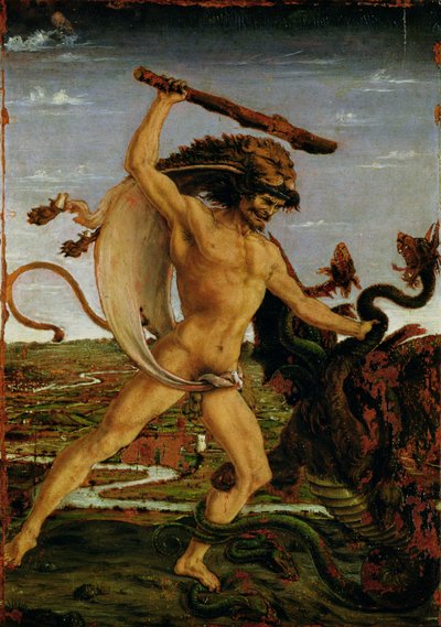 Hercules and the Hydra (tempera på panel) af Antonio Pollaiuolo